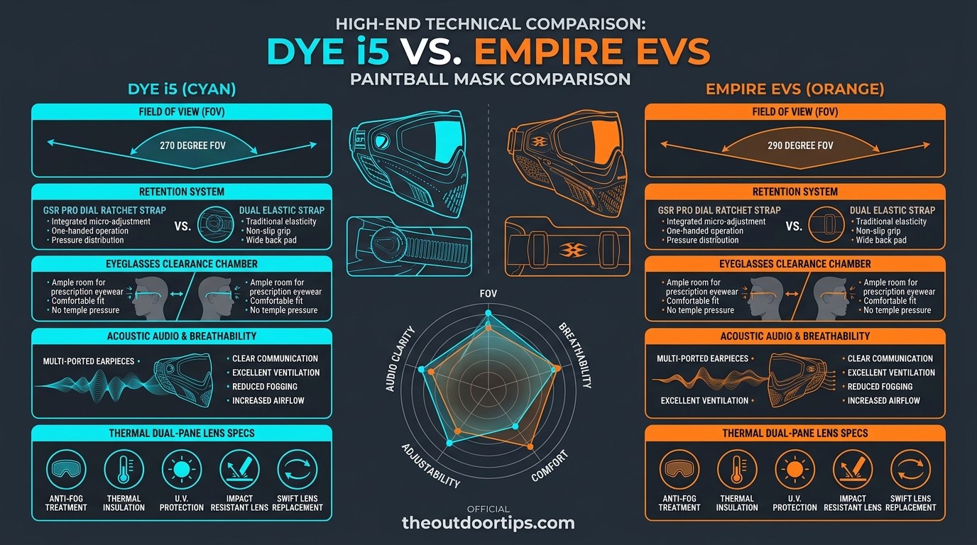 Dye i5 vs Empire EVS Technical Comparison Infographic - theoutdoortips.com