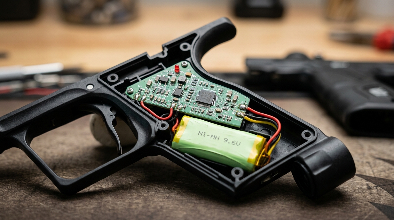 Spyder Fenix paintball marker – 9.6V rechargeable battery upgrade and circuit board – upgrade guide