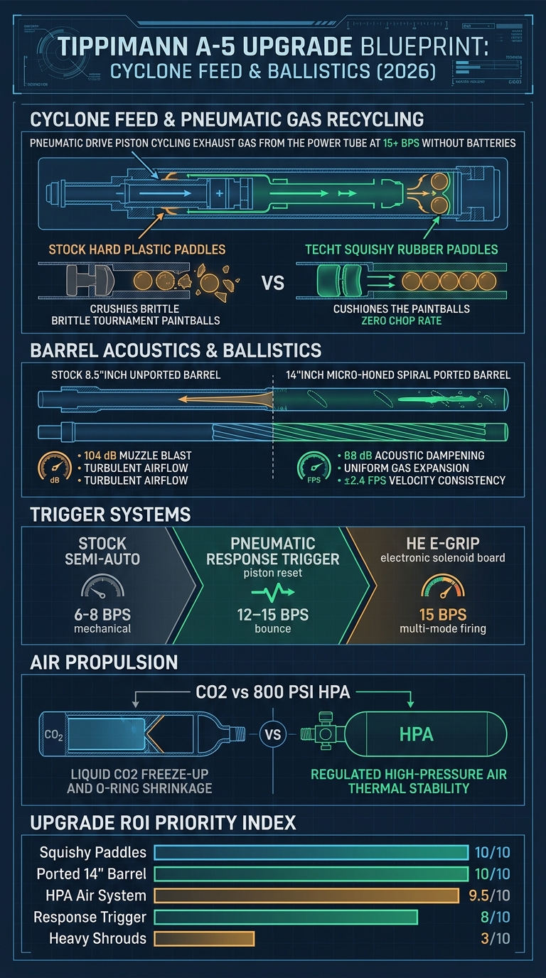 Tippmann A-5 Upgrades Technical Infographic Blueprint