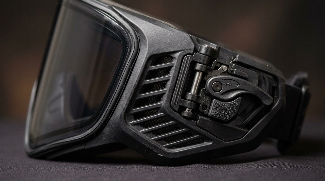 Virtue VIO Ascend paintball mask – Hinge Lock lens detail – mask review