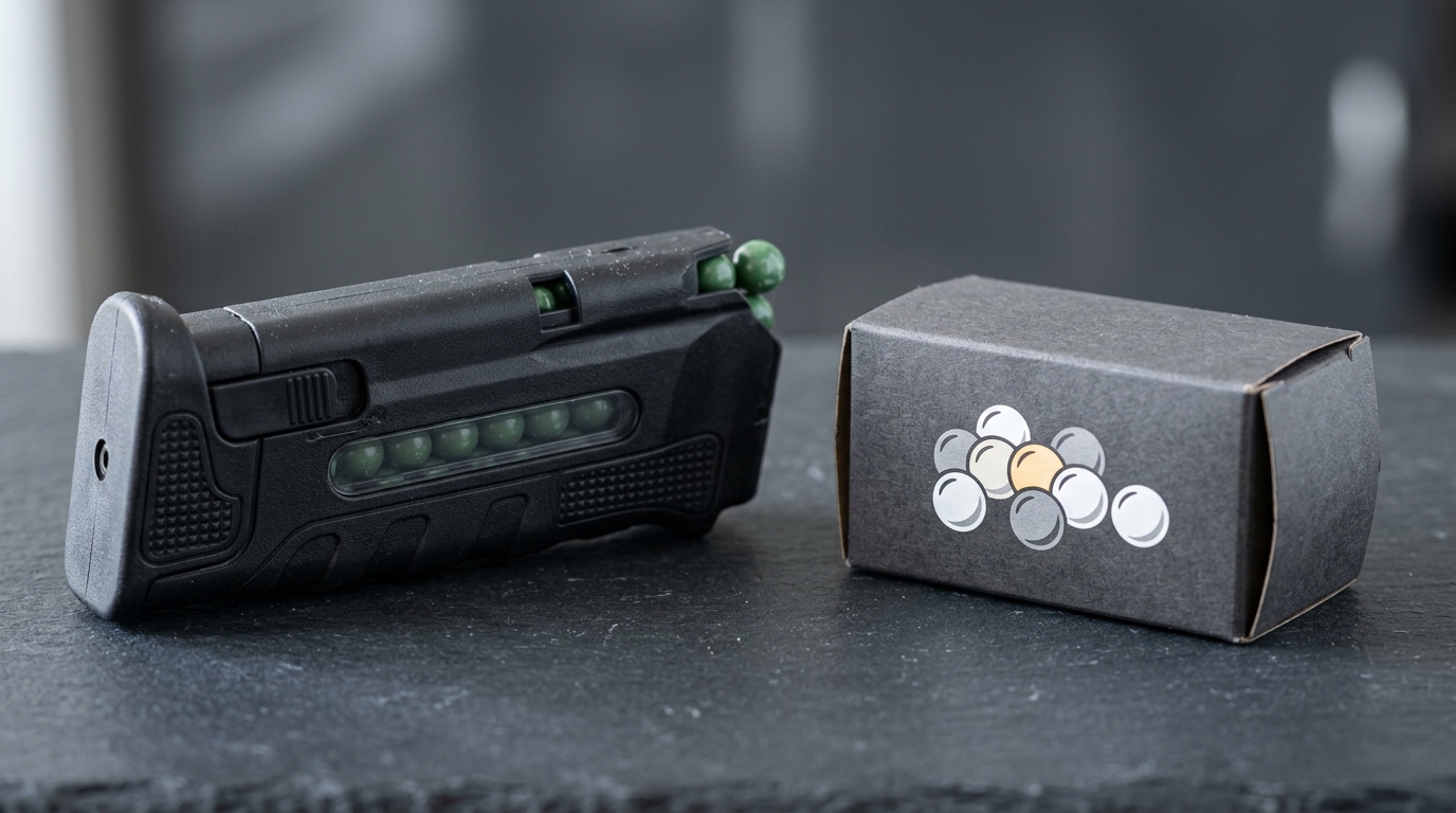 Compact paintball pistol magazine with ammunition – less-lethal home defense option