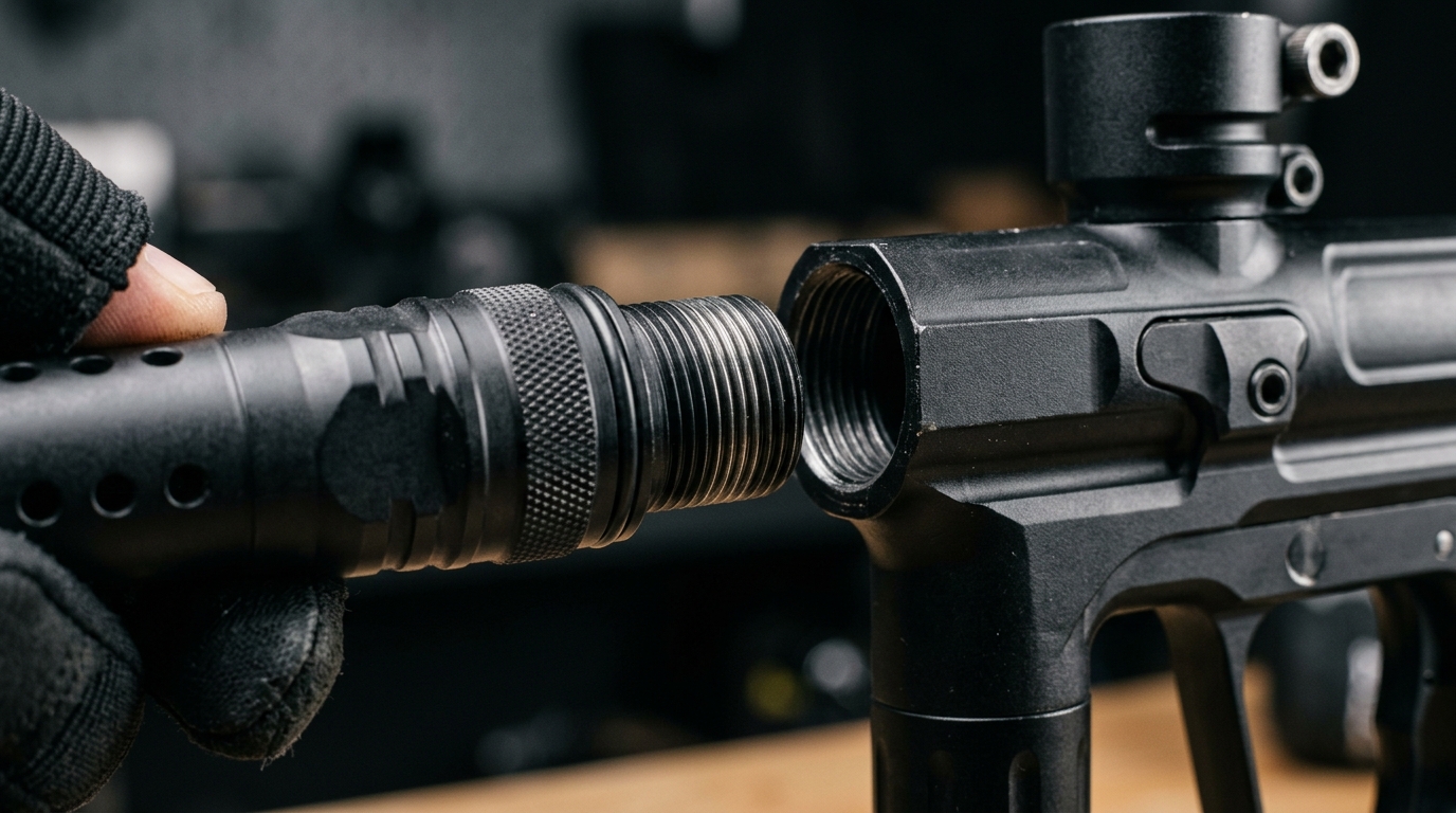 Tippmann Stormer Elite paintball marker – barrel swap detail – upgrade guide