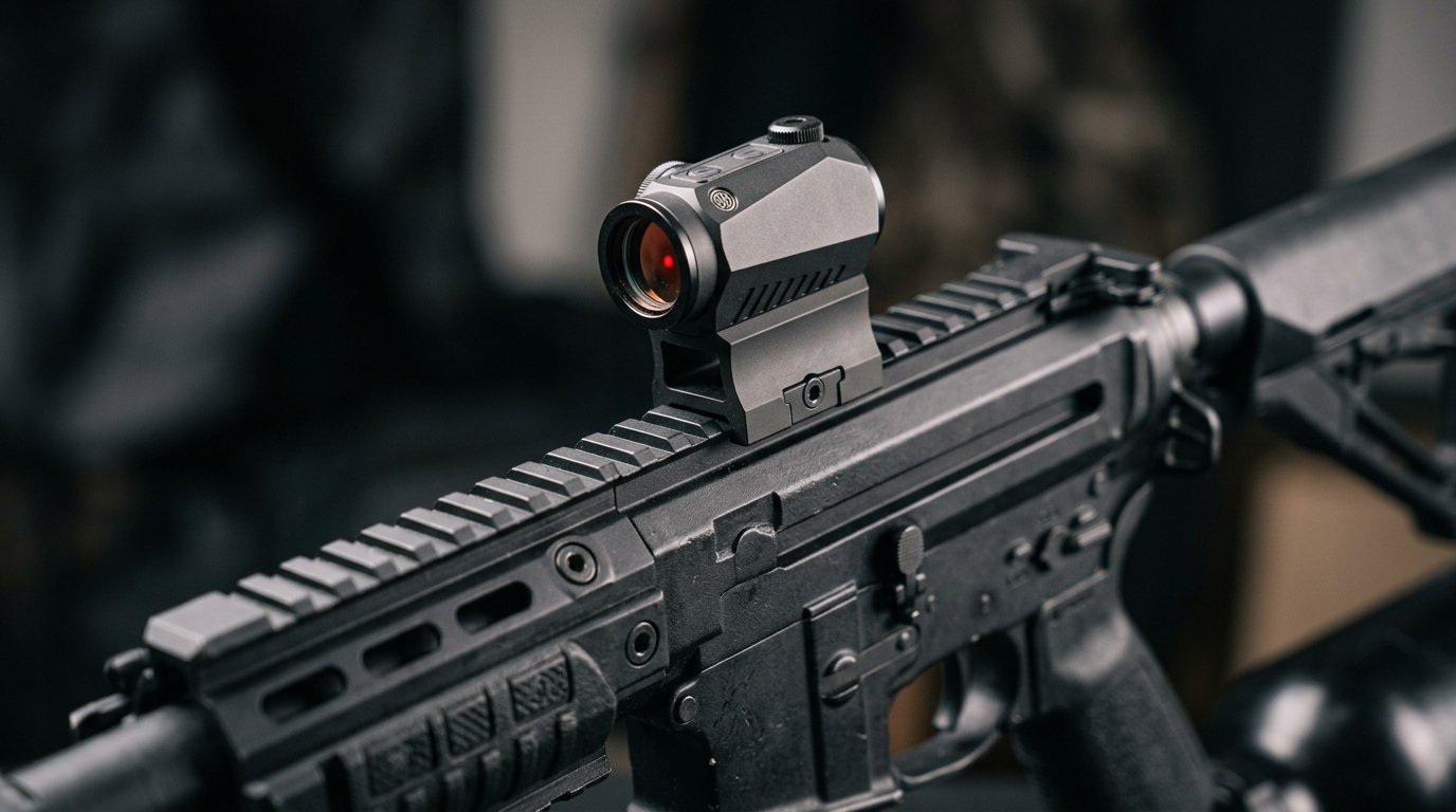 Tippmann Stormer Elite paintball marker – red dot sight mounted on Picatinny rail – tactical accessories
