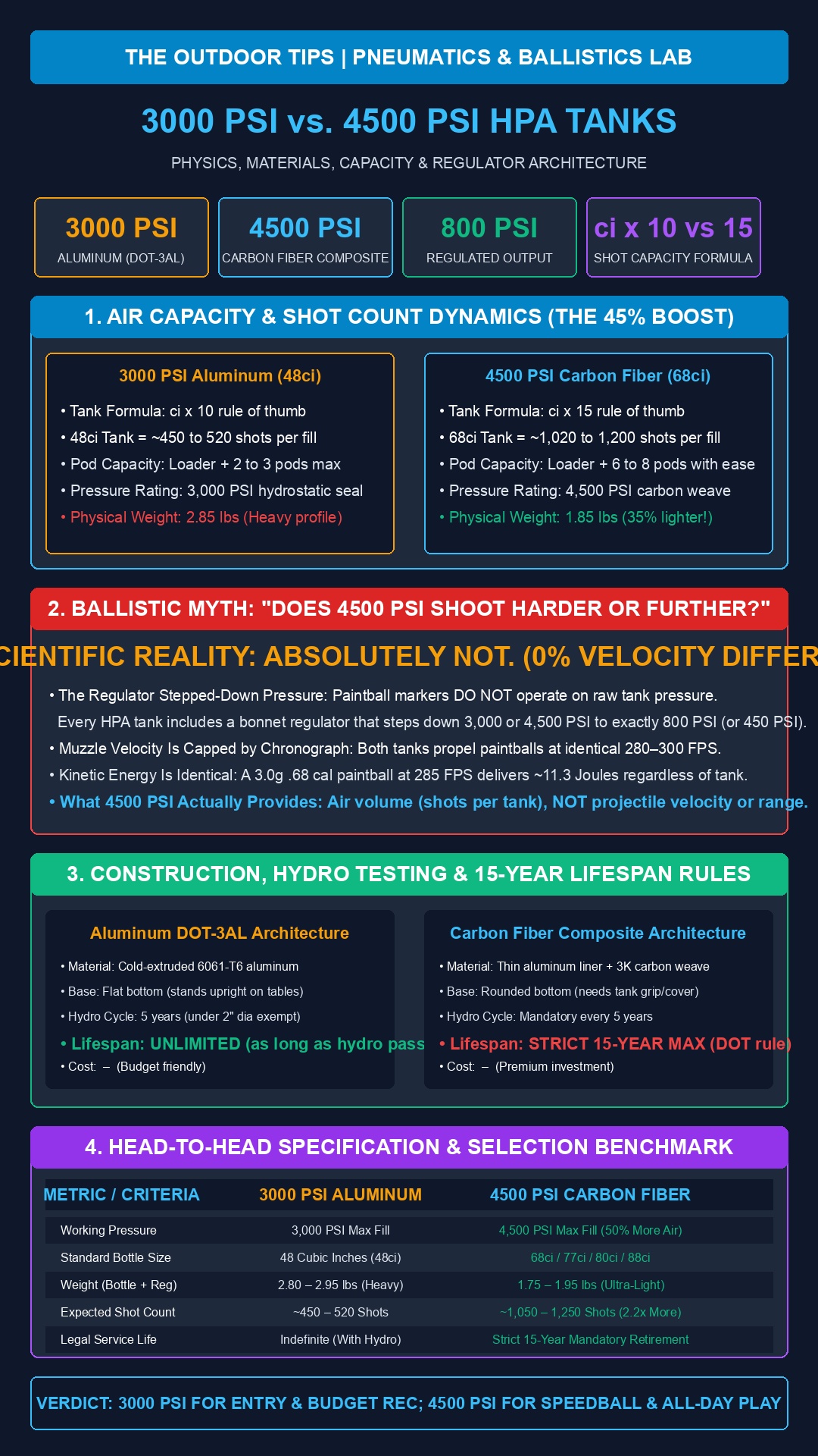 3000 PSI vs 4500 PSI paintball tanks technical architecture and pressure dynamics infographic blueprint