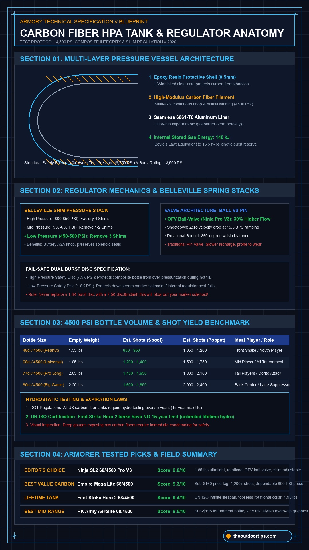 Carbon Fiber Paintball Tank Anatomy and Regulator Blueprint