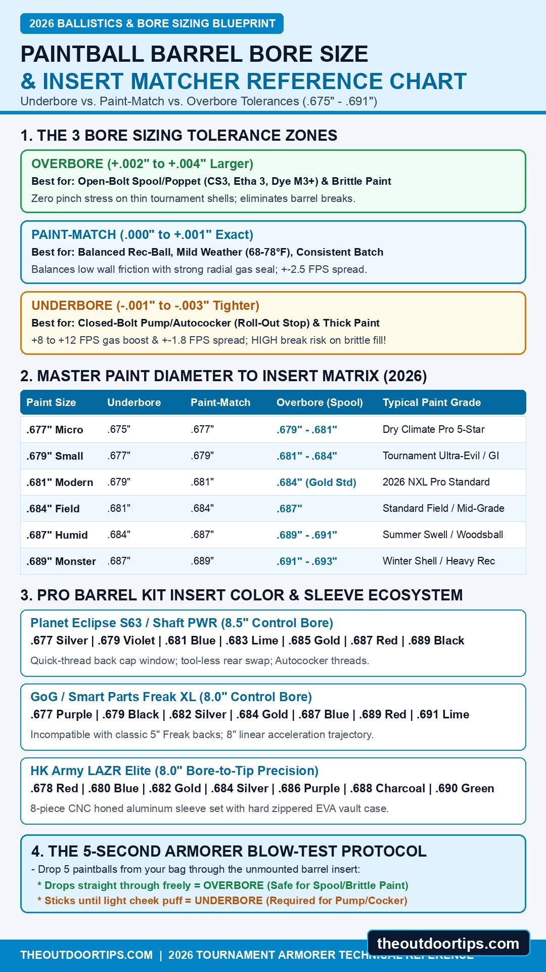 Paintball Barrel Bore Size and Ballistics Blueprint Matrix
