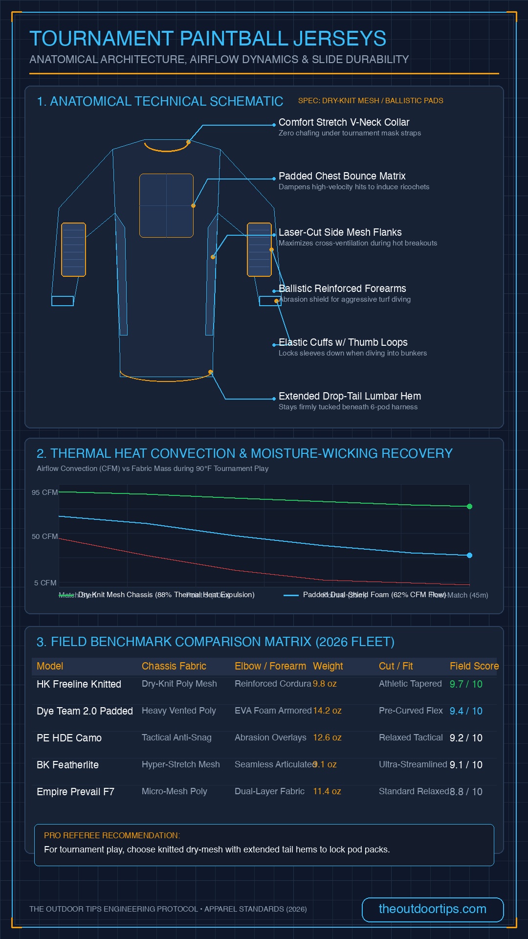 Paintball Jerseys Anatomical Architecture & Breathability Blueprint Infographic