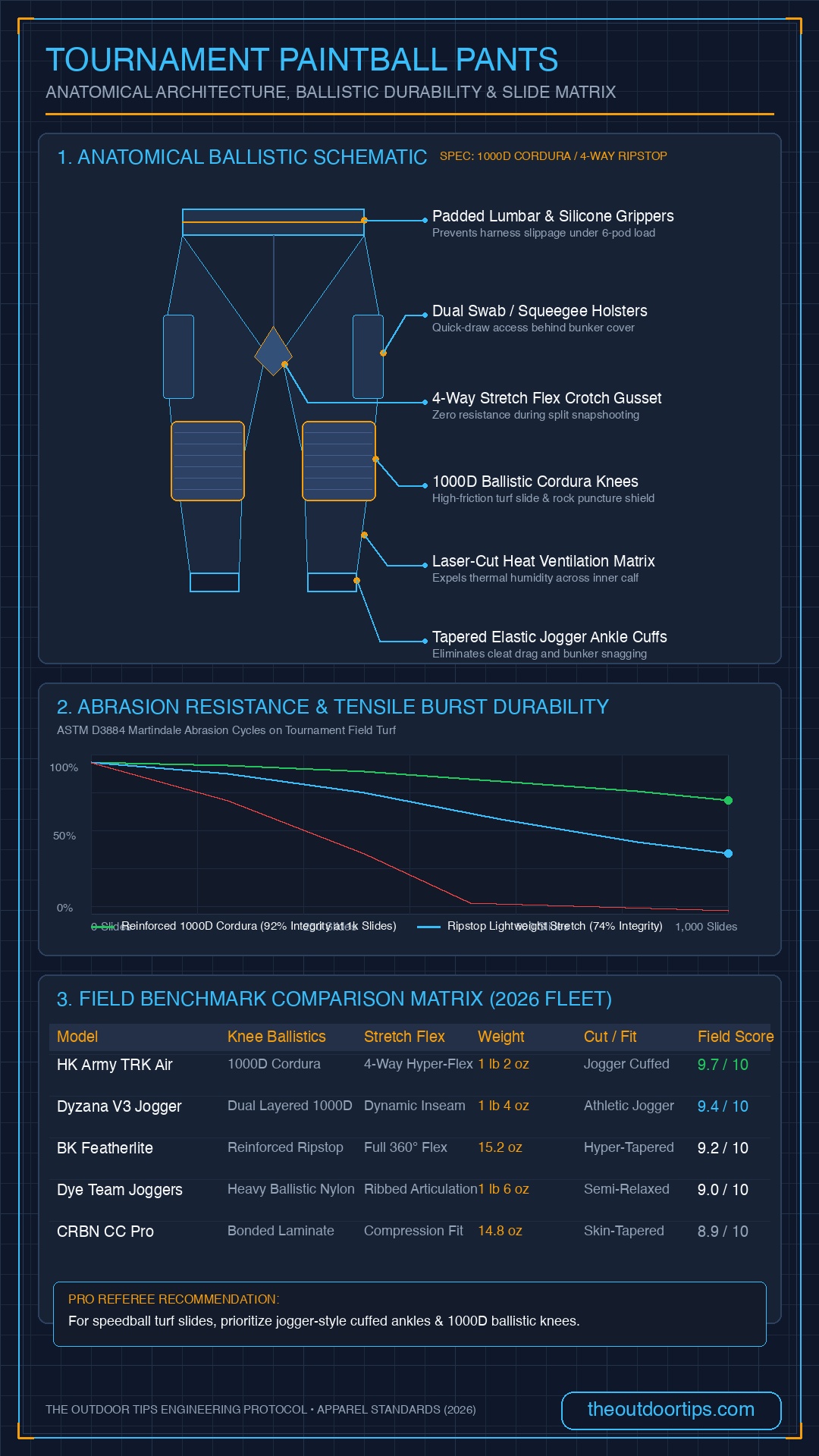 Paintball Pants Anatomical Architecture & Ballistic Blueprint Infographic