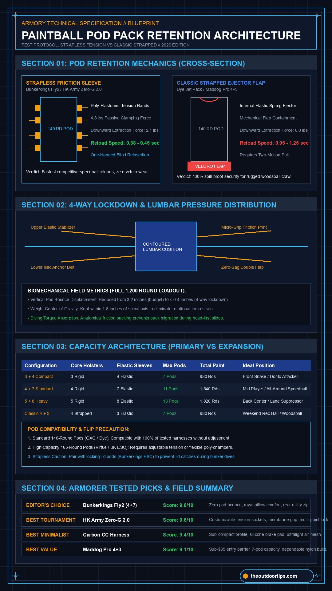 Best Paintball Pod Packs Technical Blueprint and Retention Architecture Infographic 2026