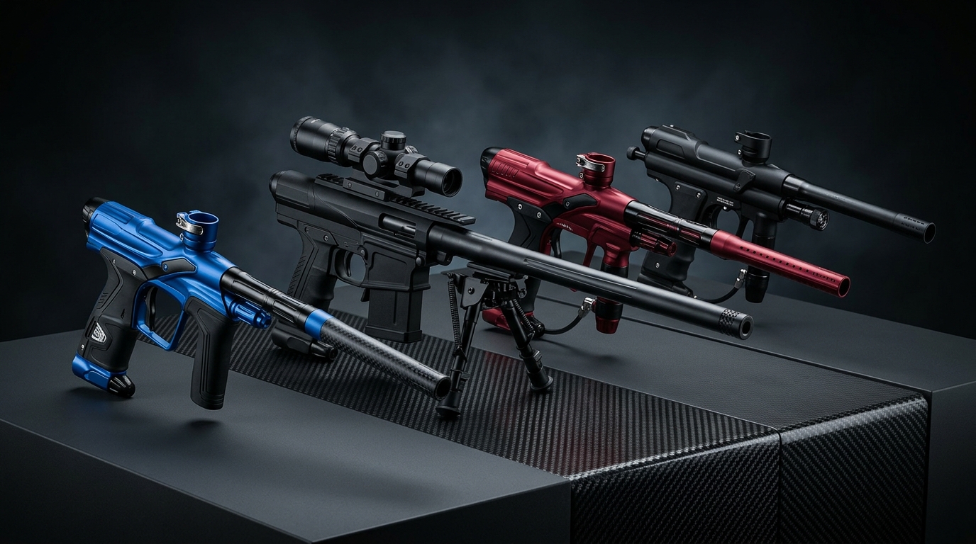 Best Accurate Paintball Guns 2026 Lineup featuring Planet Eclipse CS3, EMF100 FSR Sniper, Gtek 180R, and Etha 3M