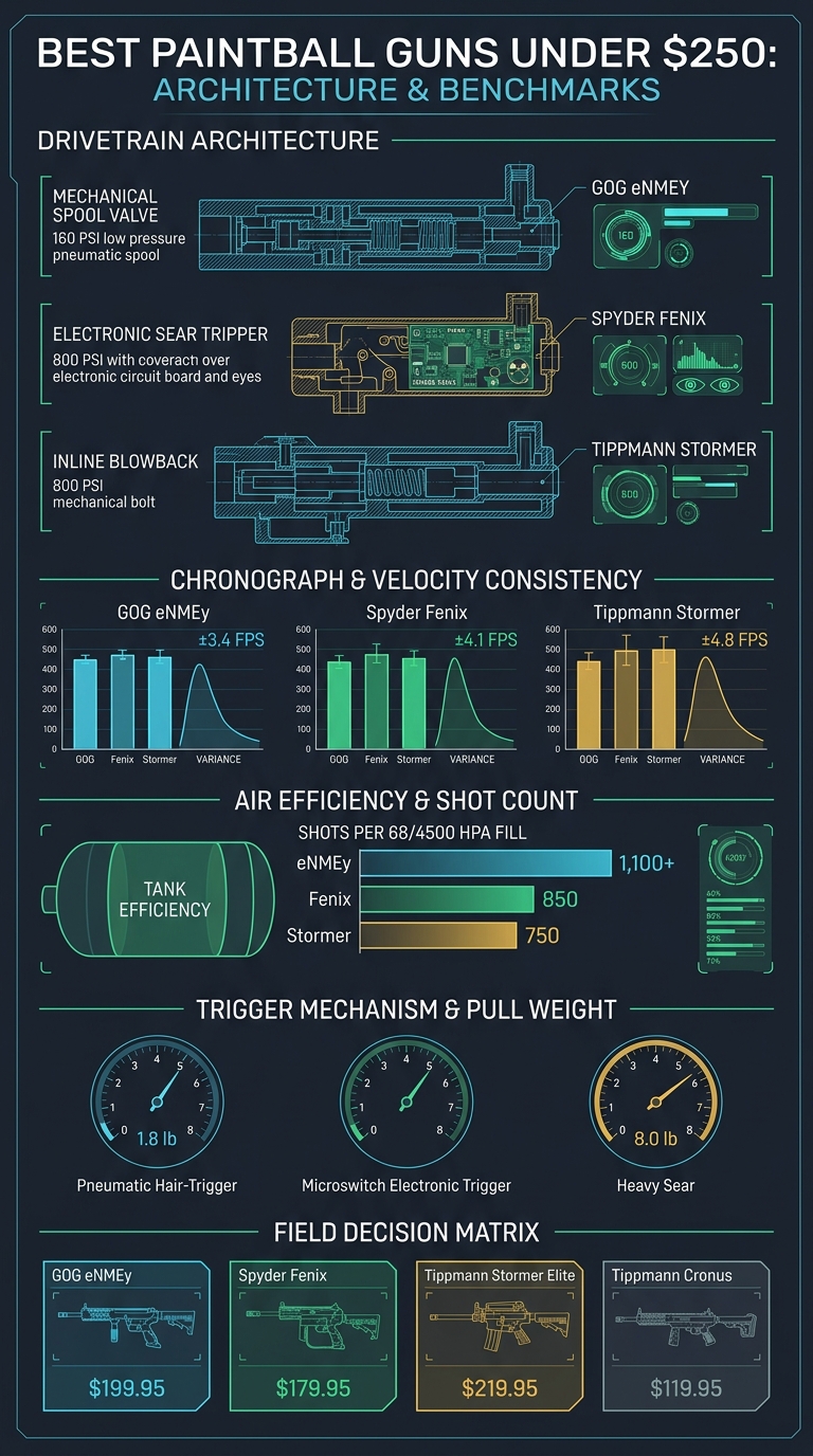 Best Paintball Guns Under $250 Architectural Spec & Decision Infographic