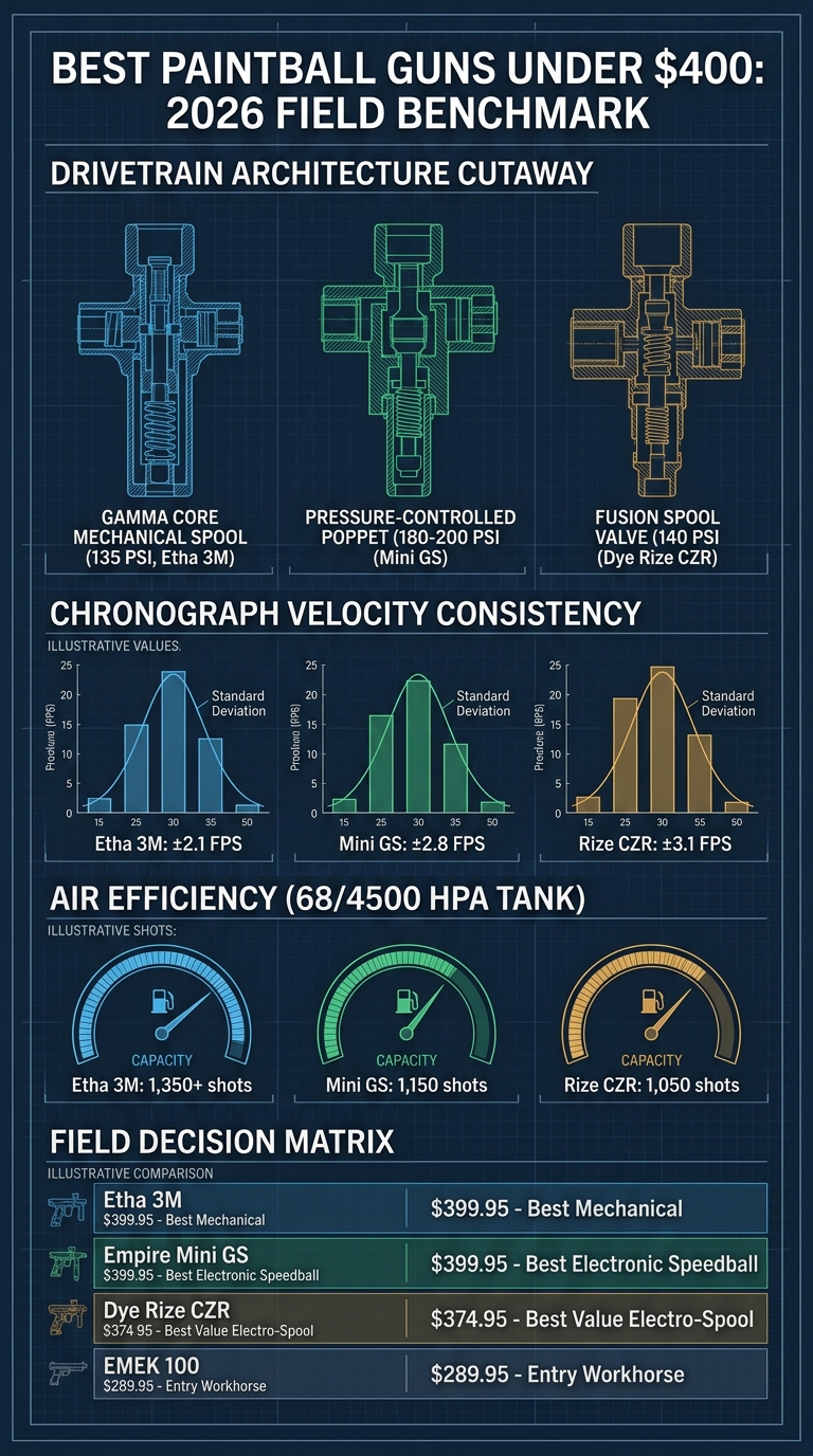 Best Paintball Guns Under $400 Architectural Spec & Decision Infographic