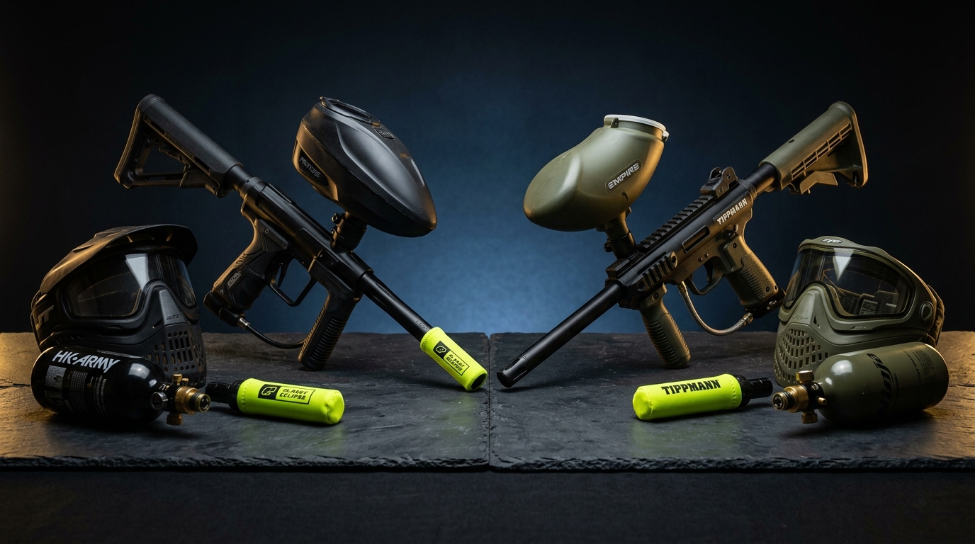 Can 2 people play paintball studio hero setup with markers, masks, and tanks