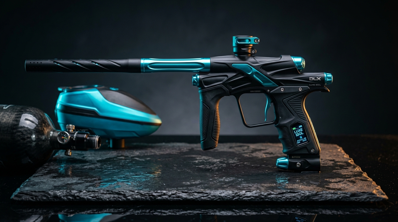DLX Luxe Idol Flagship Tournament Electronic Paintball Marker Hero Studio Shot