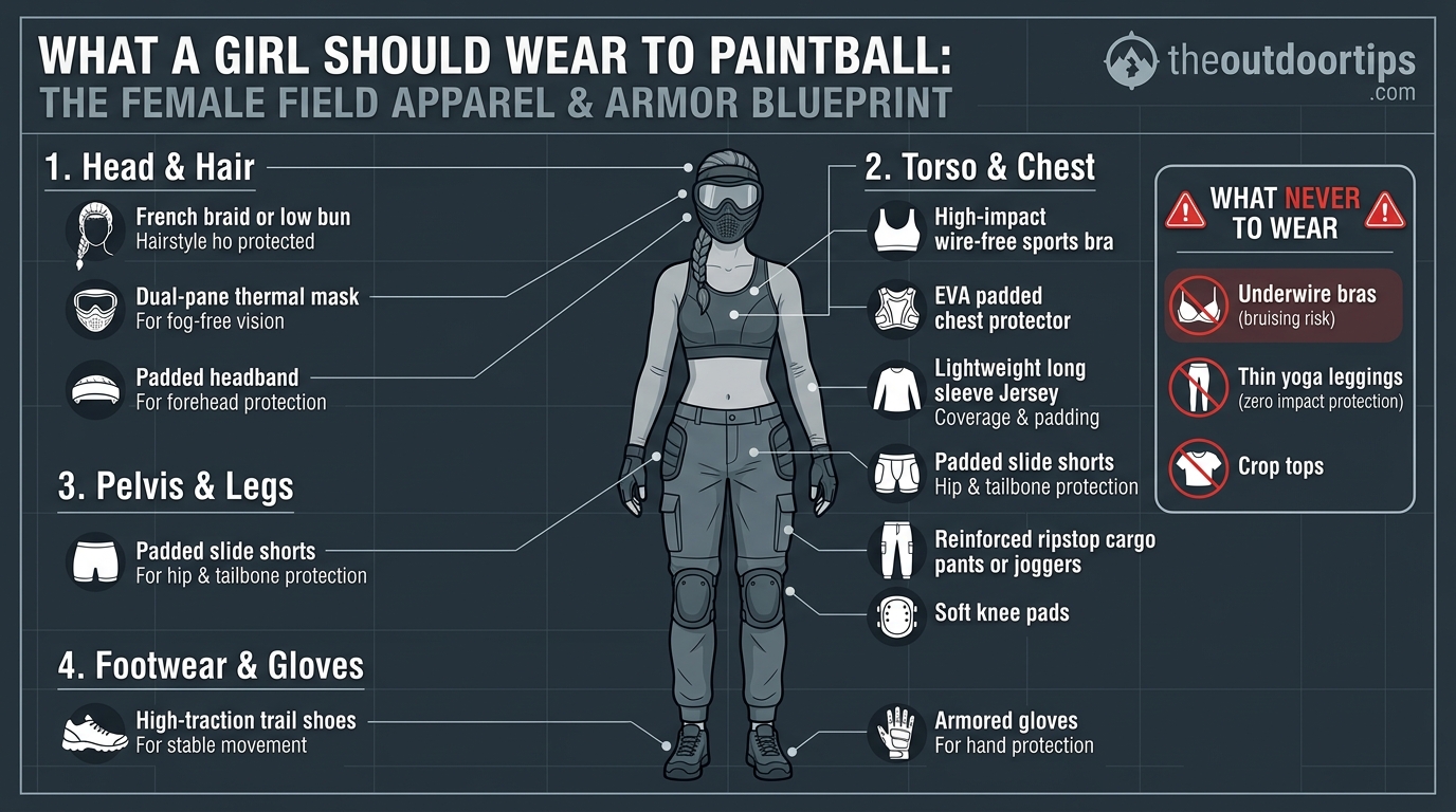 Female Paintball Outfit Layering Blueprint Infographic