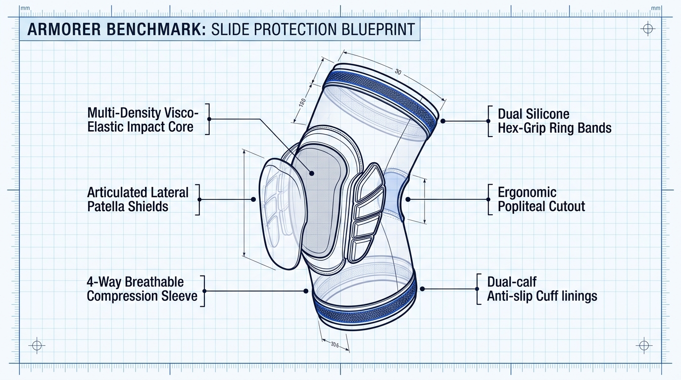 Hydra Fit Black Knee Pads Component Anatomy Blueprint Infographic