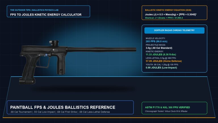 Paintball FPS & Joule Kinetic Energy Calculator (2026): Interactive Ballistics Tool
