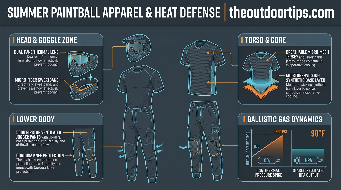 Summer Paintball Clothing Layering and Ballistic Gas Dynamics Infographic theoutdoortips.com