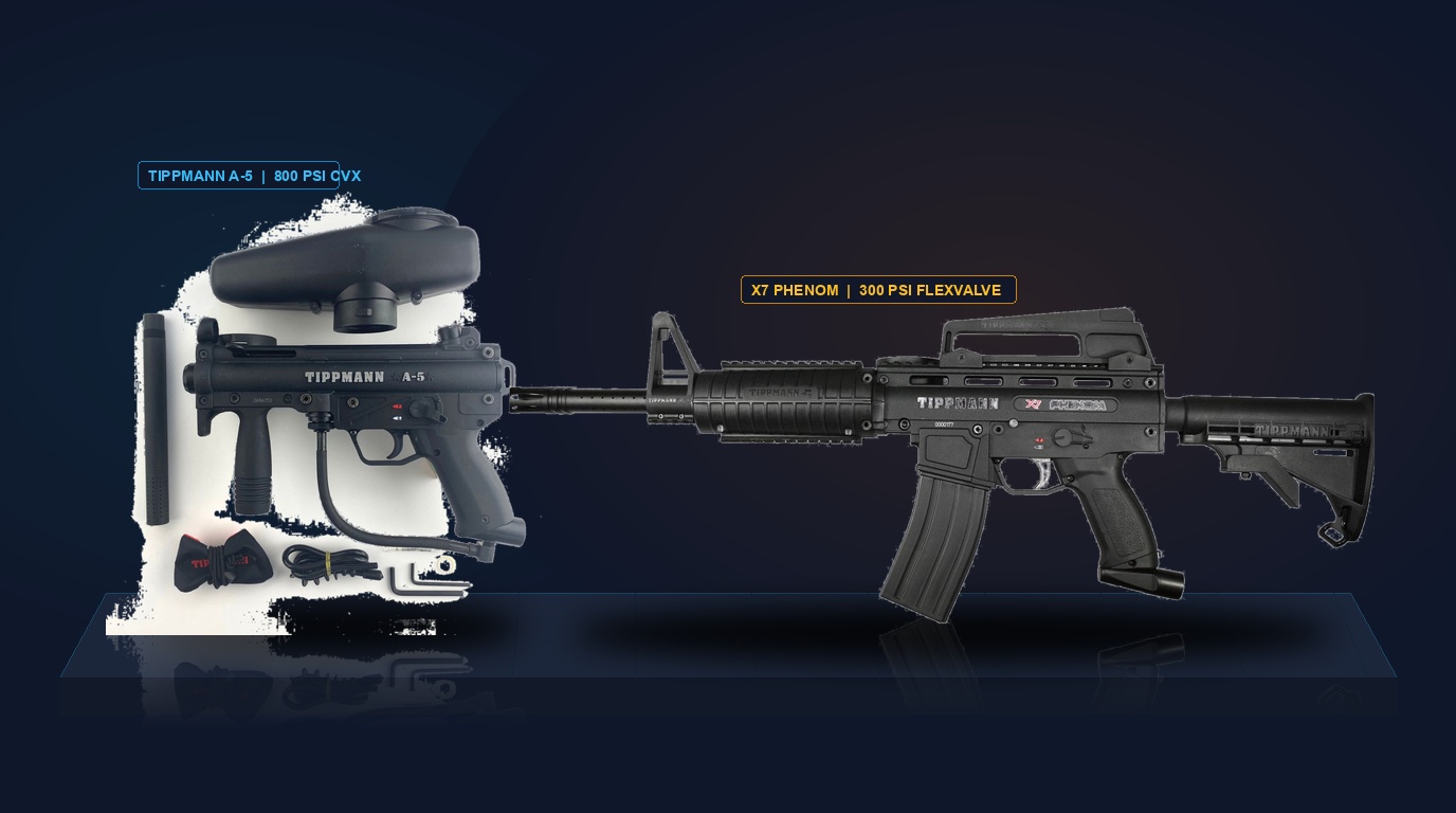 Tippmann A-5 vs. Tippmann X7 Paintball Marker Comparison
